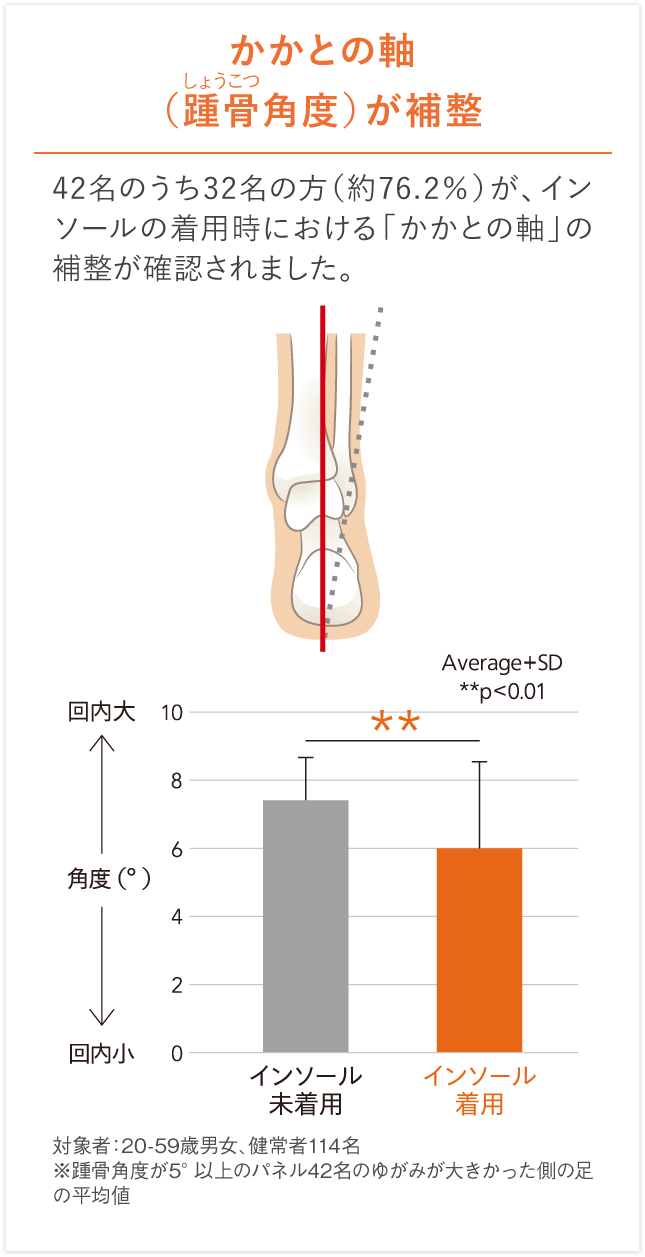 かかとの軸（踵骨しょうこつ角度）が補整