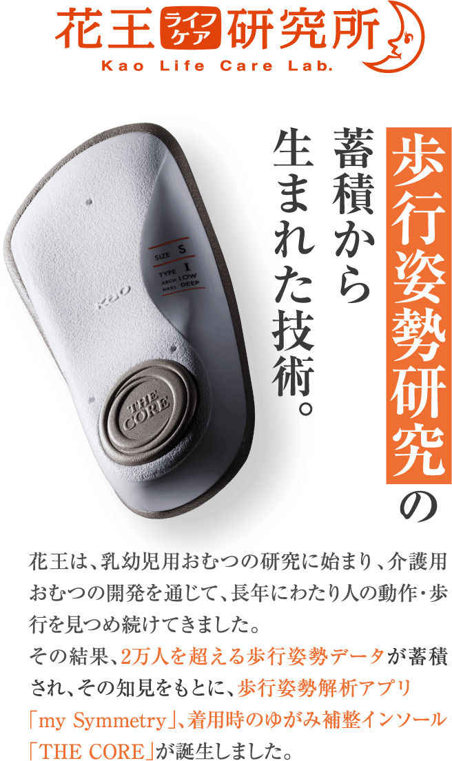 歩行姿勢研究の蓄積から生まれた技術。