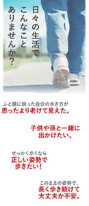 日々の生活でこんなことありませんか？旅行先でずっとベンチを探してしまう。たくさん歩いた次の日も、元気に動きたい。息子や娘の歩くスピードについていけない。このままの姿勢で、長く歩き続けて大丈夫か不安。